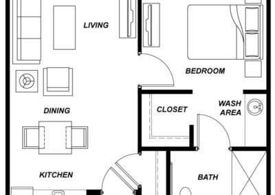 Avamere at St Helens One Bedroom 520-730 sq ft floor plan