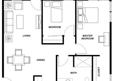 Avamere at St Helens Two Bedroom 1060 sq ft floor plan